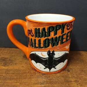 NEW Large Orange Happy Halloween With Bats, Snakes, Moon, & Stars